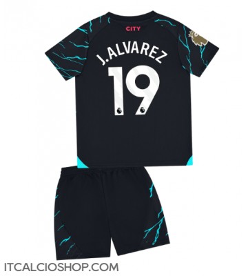 Manchester City Julian Alvarez #19 Terza Maglia Bambino 2023-24 Manica Corta (+ Pantaloni corti)